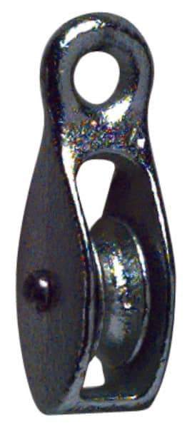 Value Collection - Rigid Eye Single Sheave Pulley - Sheave, 1-3/8 Inch Outside Diameter, Fibrous Rope, 5/16 Inch Diameter, Malleable Iron, Galvanized Finish - Caliber Tooling