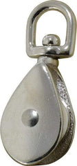 Value Collection - Swivel Eye Single Sheave Pulley - Sheave, 1-1/2 Inch Outside Diameter, Fibrous Rope, 5/16 Inch Diameter, Gray Iron, Zinc Plated Finish - Caliber Tooling