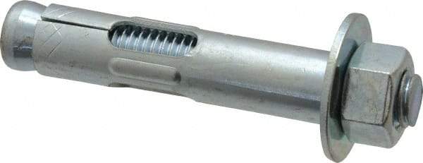 Value Collection - 5/8" Diam, 5/8" Drill, 3" OAL, 2-3/4" Min Embedment Sleeve Concrete Anchor - Steel, Zinc-Plated Finish, Hex Nut Head, Hex Drive - Caliber Tooling