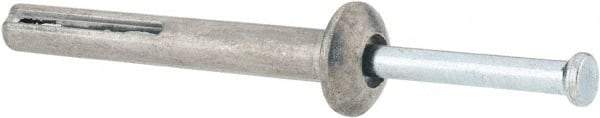 Value Collection - 1/4" Diam, 1/4" Drill, 2" OAL, Hammer Drive Concrete Anchor - Zamac Alloy, Zinc-Plated Finish, Mushroom Head - Caliber Tooling