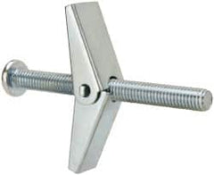 Value Collection - 1/8" Screw, 1/8" Diam, 2" Long, Toggle Bolt Drywall & Hollow Wall Anchor - 1/8" Drill, Zinc Plated, Steel, Use in Concrete, & Masonry, Hollow Tile, Plaster & Wallboard - Caliber Tooling