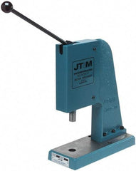 JT&M - 1" Ram, 4-3/4" Throat Depth, 2 Ton Manual Arbor Press - 5-15/16" Max Work Height x 9-1/2" Max Work Width, 5" Base Width x 13" Base Depth - Caliber Tooling