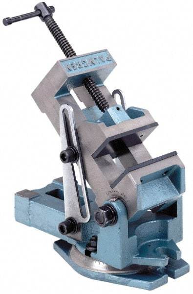 Palmgren - 4" Jaw Width, 4" Jaw Opening Capacity, Angle Swivel Machine Vise - Manual Operation, 1 Station, 12" Long x 6-1/4" High x 1-3/4" Deep - Caliber Tooling