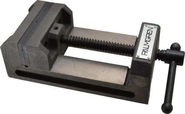 Palmgren - 4-1/2" Jaw Opening Capacity x 1-1/2" Throat Depth, Horizontal Drill Press Vise - 4" Wide Jaw, Stationary Base, Standard Speed, 7-5/16" OAL x 2-3/4" Overall Height - Caliber Tooling