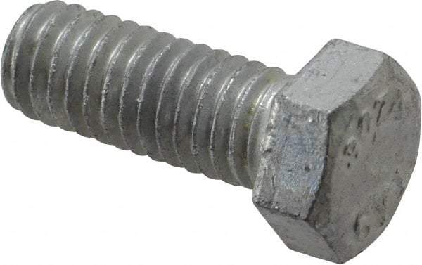 Value Collection - 3/8-16 Thread, 1" Length Under Head, Steel Hex Head Bolt - Hot Dipped Galvanized Coated, 9/16" Hex, UNC Thread, ANSI/ASME B18.2.2 & ASME B18.2.1, Grade 2 - Caliber Tooling