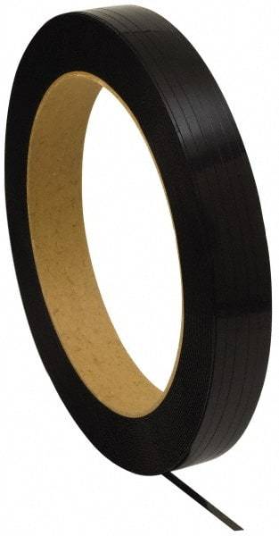 Made in USA - 7,200' Long x 1/2" Wide, Coil Case Plastic Strapping - 500 Lb Capacity, 0.02" Thick - Caliber Tooling