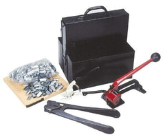 Value Collection - 200 Inch Long x 1/2 Inch Wide, Strapping Kit - Contains 2 Coils, 500 Seals, Steel Strap Cutter, Sealing Tool, Tensioner and Heavy Duty Reusable Dispenser - Caliber Tooling