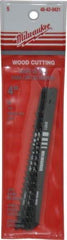 Milwaukee Tool - 4" Long, 6 Teeth per Inch, High Carbon Steel Jig Saw Blade - Toothed Edge, 0.2813" Wide x 0.065" Thick, U-Shank - Caliber Tooling