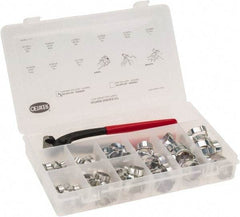 Oetiker - 124 Piece, 5/16 to 1" Diam, 2-Ear Service Clamp Kit - 123 Clamps & 1 Standard Jaw Pincers - Caliber Tooling