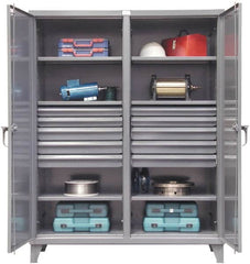 Strong Hold - 6 Shelf 10 Bin Locking Storage Cabinet - Steel, 60" Wide x 24" Deep x 78" High, Dark Gray - Caliber Tooling