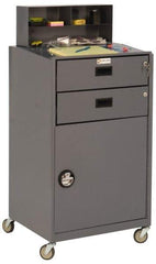 Durham - 2 Drawer, 1 Door Mobile Shop Desk - 23" Wide x 20" Deep x 48" High, Gray - Caliber Tooling