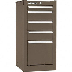 Kennedy - 5 Drawer Brown Side Cabinet - 13-5/8" Wide x 29" High x 18" Deep, Use with 27" Wide Roller Cabinet - Caliber Tooling