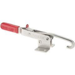 De-Sta-Co - 1,000 Lb Capacity, Horizontal, J Hook, Flanged Base, Stainless Steel Pull Action Latch Clamp - 6.13" Drawing Movement, 13.45" OAL, Straight Handle - Caliber Tooling