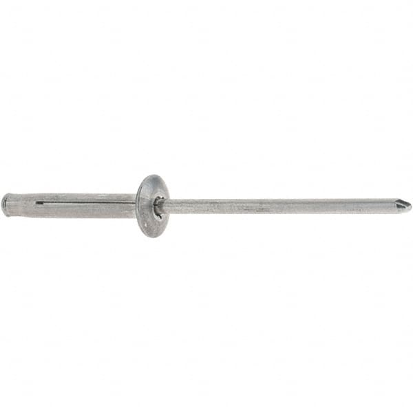 RivetKing - Dome Head Aluminum Plus Blind Rivet - Aluminum Mandrel, 1/8" to 3/8" Grip, 0.312" Head Diam, 0.129" to 0.143" Hole Diam, 0.975" Length Under Head, 1/8" Body Diam - Caliber Tooling