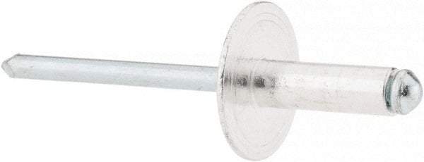 RivetKing - Size 66 Large Flange Dome Head Aluminum Open End Blind Rivet - Steel Mandrel, 0.251" to 3/8" Grip, 5/8" Head Diam, 0.192" to 0.196" Hole Diam, 0.575" Length Under Head, 3/16" Body Diam - Caliber Tooling