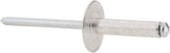 RivetKing - Size 610 Large Flange Dome Head Aluminum Open End Blind Rivet - Steel Mandrel, 0.501" to 5/8" Grip, 5/8" Head Diam, 0.192" to 0.196" Hole Diam, 0.825" Length Under Head, 3/16" Body Diam - Caliber Tooling