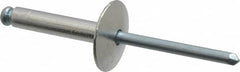 RivetKing - Size 612 Large Flange Dome Head Aluminum Open End Blind Rivet - Steel Mandrel, 0.626" to 3/4" Grip, 5/8" Head Diam, 0.192" to 0.196" Hole Diam, 0.95" Length Under Head, 3/16" Body Diam - Caliber Tooling