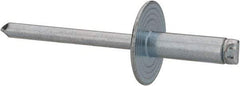 RivetKing - Size 66 Large Flange Dome Head Steel Open End Blind Rivet - Steel Mandrel, 0.251" to 3/8" Grip, 5/8" Head Diam, 0.192" to 0.196" Hole Diam, 0.575" Length Under Head, 3/16" Body Diam - Caliber Tooling