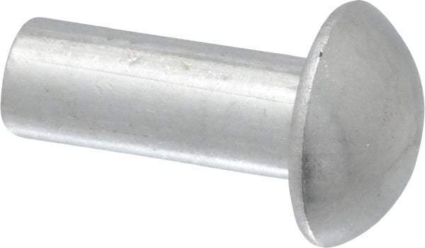 RivetKing - 3/16" Body Diam, Round Uncoated Aluminum Solid Rivet - 1/2" Length Under Head, Grade 1100F - Caliber Tooling