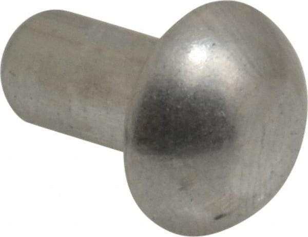 RivetKing - 1/4" Body Diam, Round Uncoated Aluminum Solid Rivet - 1/2" Length Under Head, Grade 1100F - Caliber Tooling