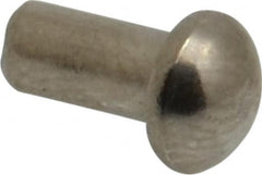 RivetKing - 1/8" Body Diam, Round Uncoated Stainless Steel Solid Rivet - 1/4" Length Under Head, Grade 18-8 - Caliber Tooling