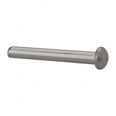 RivetKing - 1/8" Body Diam, Round Uncoated Stainless Steel Solid Rivet - 1" Length Under Head, Grade 18-8 - Caliber Tooling