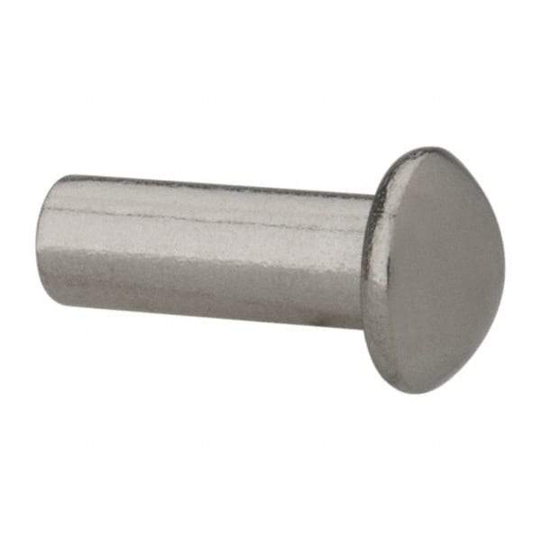 RivetKing - 3/16" Body Diam, Round Uncoated Stainless Steel Solid Rivet - 1/2" Length Under Head, Grade 18-8 - Caliber Tooling