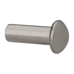 RivetKing - 3/16" Body Diam, Round Uncoated Stainless Steel Solid Rivet - 1/2" Length Under Head, Grade 18-8 - Caliber Tooling