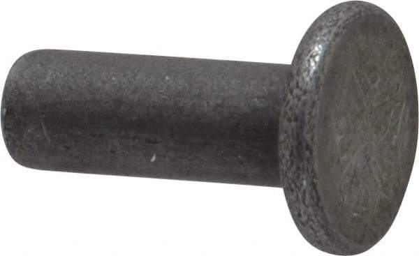 RivetKing - 3/16" Body Diam, Flat Uncoated Steel Solid Rivet - 1/2" Length Under Head - Caliber Tooling