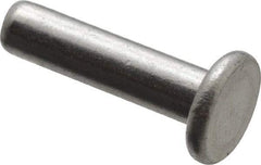 RivetKing - 1/8" Body Diam, Flat Uncoated Aluminum Solid Rivet - 1/2" Length Under Head, Grade 1100F - Caliber Tooling