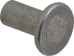 RivetKing - 1/4" Body Diam, Flat Uncoated Aluminum Solid Rivet - 1/2" Length Under Head, Grade 1100F - Caliber Tooling