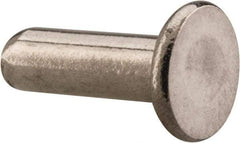 RivetKing - 1/8" Body Diam, Flat Uncoated Stainless Steel Solid Rivet - 3/8" Length Under Head, Grade 18-8 - Caliber Tooling