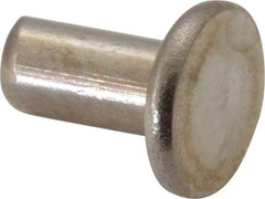 RivetKing - 1/4" Body Diam, Flat Uncoated Stainless Steel Solid Rivet - 1/2" Length Under Head, Grade 18-8 - Caliber Tooling