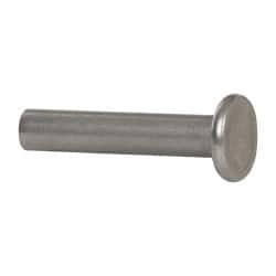 RivetKing - 1/4" Body Diam, Flat Uncoated Stainless Steel Solid Rivet - 1-1/4" Length Under Head, Grade 18-8 - Caliber Tooling