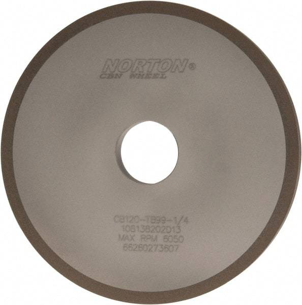 Norton - 6" Diam x 1-1/4" Hole x 1/2" Thick, 120 Grit Surface Grinding Wheel - CBN, Type 1A1, Fine Grade, Resinoid Bond - Caliber Tooling