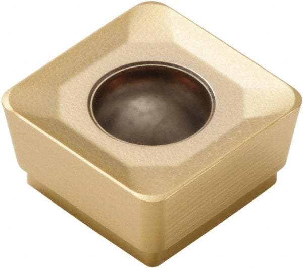 Seco - SCET120630 M14 Grade F40M Carbide Milling Insert - TiAlN/TiN Finish, 1/4" Thick, 1/2" Inscribed Circle, 0.118" Corner Radius - Caliber Tooling