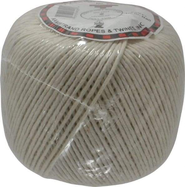 Made in USA - 0.058 Inch Diameter, Cotton Twine Ball - 45 Lbs. Breaking Strength, White, 1,190 Ft. per Lb. - Caliber Tooling