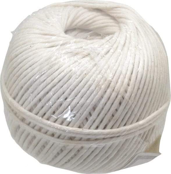 Made in USA - 0.08 Inch Diameter, Cotton Twine Ball - 82 Lbs. Breaking Strength, White, 610 Ft. per Lb. - Caliber Tooling