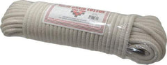 Made in USA - 100' Max Length Cotton Solid Braided Cotton Cord with Reinforced Core - 3/8" Diam, 925 Lb Capacity - Caliber Tooling