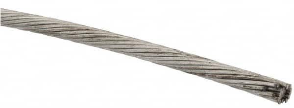 Value Collection - 3/16" Diam, Aircraft Cable Wire - 4,700 Lb Breaking Strength, 1 x 19 Single Strand - Caliber Tooling