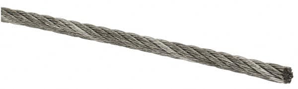 Lift-All - 1/16" Diam, Aircraft Cable Wire - 480 Lb Breaking Strength, 7 x 7 Strand Core - Caliber Tooling