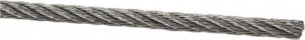 Lift-All - 1/8" Diam, Aircraft Cable Wire - 1,700 Lb Breaking Strength, 7 x 7 Strand Core - Caliber Tooling