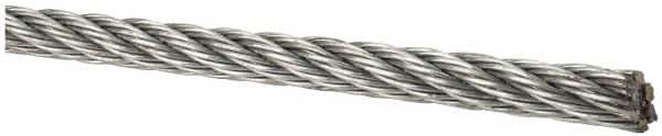 Lift-All - 1/4" Diam, Aircraft Cable Wire - 6,100 Lb Breaking Strength, 7 x 7 Strand Core - Caliber Tooling