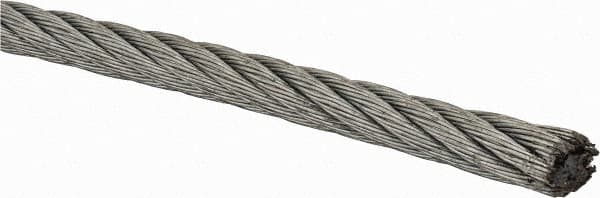 Lift-All - 5/16" Diam, Aircraft Cable Wire - 9,800 Lb Breaking Strength, 7 x 19 Strand Core - Caliber Tooling