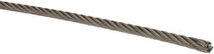 Lift-All - 3/16" Diam, Stainless Steel Wire Rope - 2,900 Lb Breaking Strength, Material Grade 316, 7 x 19 Strand Core - Caliber Tooling