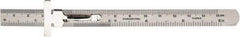 SPI - 6" Long, 1/64" Decimal Equivalency Table and 1mm Graduation, Flexible Stainless Steel Rule - English/Metric Graduation Style, 1/2" Wide, Silver, Polished Finish - Caliber Tooling