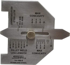 SPI - 1/16 to 3/4 Inch Stainless Steel Weld Gage - Use for Accurate Calibration of Butt and Fillet Welds - Exact Industrial Supply