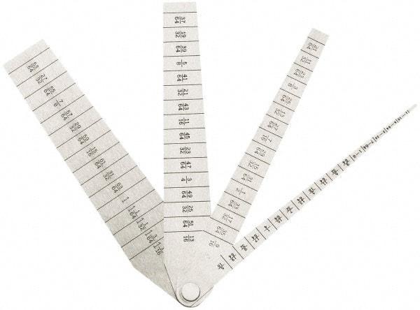 SPI - 1/16 to 1-1/16 Inch Measurement, 4 Leaf Taper Gage - 5-1/4 Inch Long x 1 Inch Wide, 1/64 Inch Graduation - Caliber Tooling