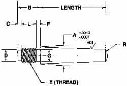 Value Collection - Size 8, 0.49" Large End Diam, Passivated Stainless Steel 7/16-20 Threaded Taper Pin - Grade 303, 18-8, 4 Pin Length - Caliber Tooling