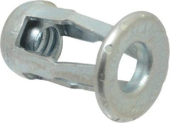 Au-Ve-Co Products - #10-24 UNC Thread, Zinc Plated, Steel, Screwdriver Installed Rivet Nut - 1/64 to 3/16" Grip, 17/32" Flange Diam, 0.716" Long - Caliber Tooling